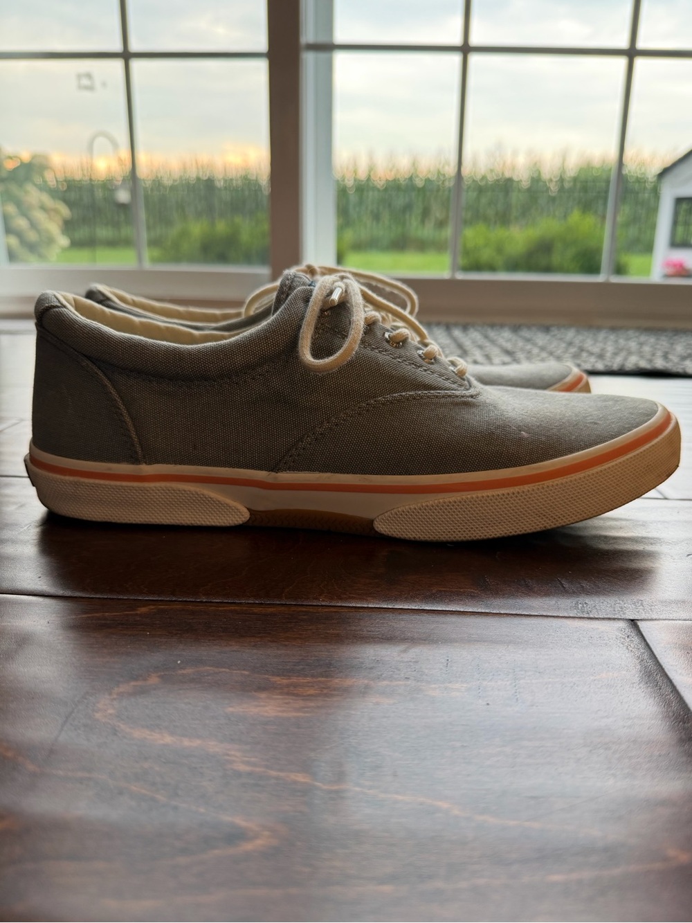 Sperry Men's Light Gray Canvas Lace-Up Boat Shoes - Picture 4 of 7